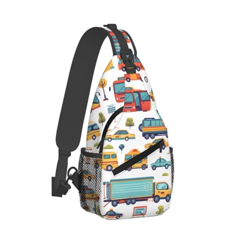 Morrales tipo Sling con estampado de autos para hombre y mujer miniatura 2