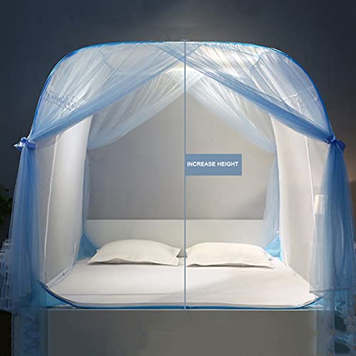 Mosquitera para viajes de acampada con dosel de cama plegable azul 7