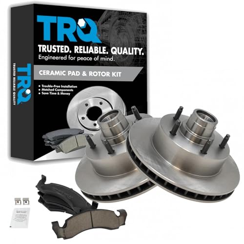 TRQ Front Brake Pad & Rotor Kit Brake Pads Brake Rotor Ceramic Compatible with 1987-1993 Ford E-150 Econoline E-150 Econoline Club Wagon 1986-1993 F-150