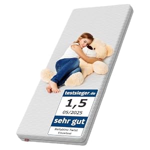Bellabino Twist Kindermatratze 90x190 cm – Matratze Kinderbett Härtegrad H2 – Hochwertige Kaltschaummatratze – Jugendmatratze 11 cm hoch – mit waschbarem Bezug, allergikerfreundlich