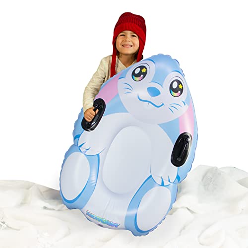 SnowCandy Inflatable Snow Bunny Snow Sled. Fun, Easy to use Winter sled. Easy Sure-Grip Handles Allows for Maximum Control Down the Slope. by SNOWCANDY - Used condition - US$12.82