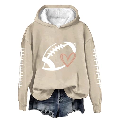 Sudares Mujer Sudadera con Capucha de Manga Larga y Cuello Informal a la con Estampado de Rugby para Mujer Vestidos Sudaderas Mujer (Beige, M)