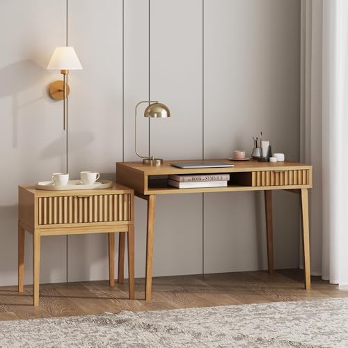 Nathan James Jasper Mid-Century Modern Desk Wall Unit, Vanity and...