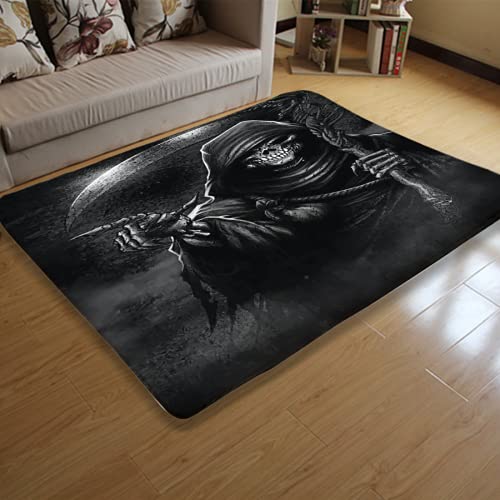 Whxm Area Rug 39X60In Grim Reaper Skull Death Soft Flannel Microfiber Bathroom Carpet Non-Slip Floor Mat Bathtub Accessories Ljn, White 17 #TOP3