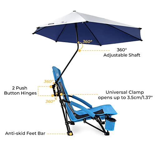 G4Free Beach Chair With Upf 50+ Adjustable Beach Umbrella, Universal Clamp Umbrella Folding Portable Backpack Camping Chair For Adults #TOP1