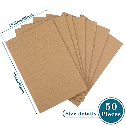 50 peças de folhas de papelão ondulado marrom com inserções de papelão planas, separadores de quadra