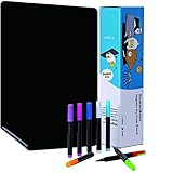 DumanAsen Magnetisches Schwarzes board für den Kühlschrank, abwischbares Magnettafel, Memotafeln mit 8 Trocken Abwischbare Marker, 42x30cm (Schwarz)