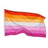 PHENO FLAGS Lesben Flagge 90x150cm - wetterbeständige Pride Fahne mit Messingösen, 100% Polyester, robuste Doppelnaht & in lebendigen Farben - ideal für Flaggen-Liebhaber
