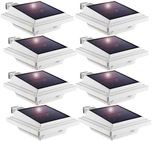 Solar Gutter Fence Lights, KEENZO 25 LEDs Solar Powered Lights, Outdoor Garden Wall Solar Security Lights for Driveway, Path, Front Door, Balcony,Terrace, Yard (Cold-White Light, Pack of 2)