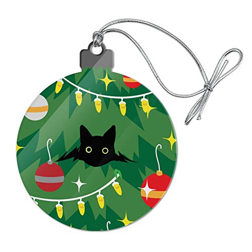 GRAPHICS & MORE Black Cat Hiding in Christmas Tree Acrylic Christmas Tree Holiday Ornament