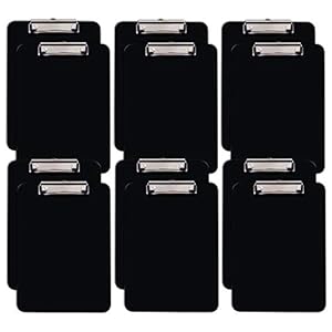 Better Office Products Black Plastic Clipboards, 12 Pack, Durable, 12.5 x 9 Inch, Low Profile Clip, Black, Set of 12
