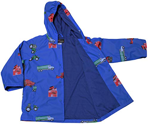 Foxfire for Kids Boys Blue Farm Equipment Raincoat Size 10