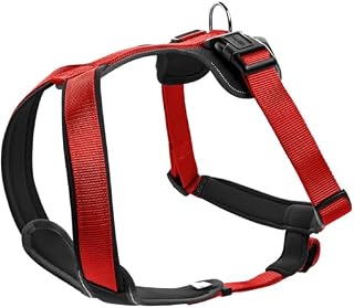 HUNTER Hundegeschirr NEOPREN, Farbe: rot/schwarz, strapazierfähiges Nylon, mit weichem Neopren gepolstert, reflektierendes 3M Scotchlite Reflective Material, pflegeleicht, komfortabel, Größe: M/1