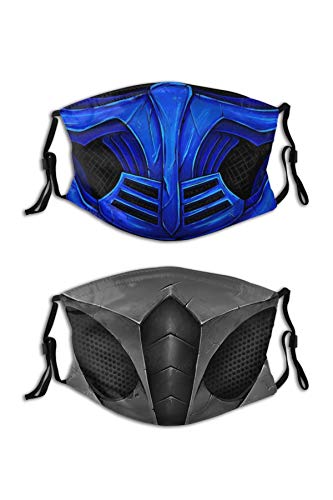 2PCS Mortal Kombat Face Mask Cool Mask Reusable Washable Balaclavas with 4 Filters