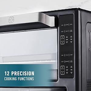 Calphalon performance 12 in 1 air fry toaster oven with dual zone 12 pizza drawer oven combodigital precision controls dark stainless  urban country home decor