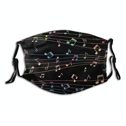 Tanksun Music Notes Colorful Face Mask Washable Face Bandanas Balaclava Reusable Fabric with 2 Filters Gift for Adults,X-Large