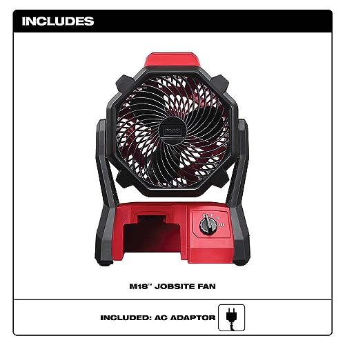 INFERN 0886-20 for Milwaukee M18 18V 2,350-Rpm Adjustable Compact Cordless Jobsite Fan w/Adapter + Battery + Charger