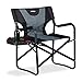 Relaxdays, schwarz-grau Regiestuhl mit Tisch, klappbarer Campingstuhl für Garten, Festival & Angeln, mit Getränkehalter
