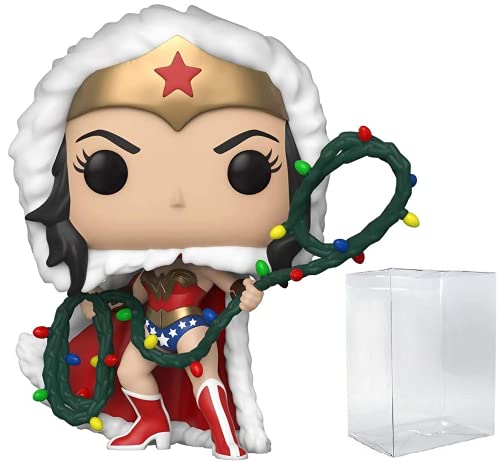 Funko POP DC Holiday - Wonder Woman with String Light Lasso Pop! Vinyl Figure (Bundled with Compatible Pop Box Protector Case), Multicolored, 3.75 inches