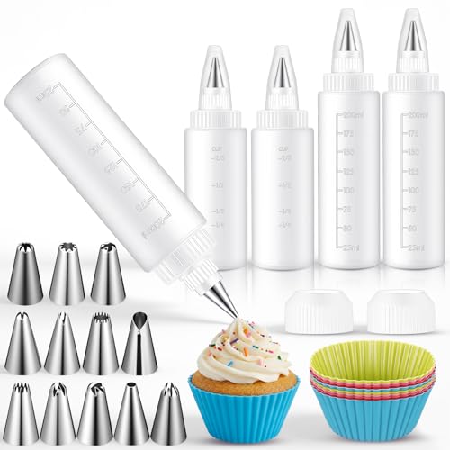 Zhehao 4 Pcs Piping Bottles for Icing Cookie Decorating Supplies