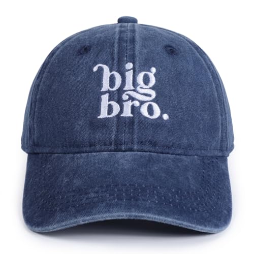 BAOPLAYKIDS Big Brother Gifts for Toddler Boy Embroidered Big Bro Hat Adjustable Navy Blue Embroidery Baseball Cap Dad Hat for Child Kids