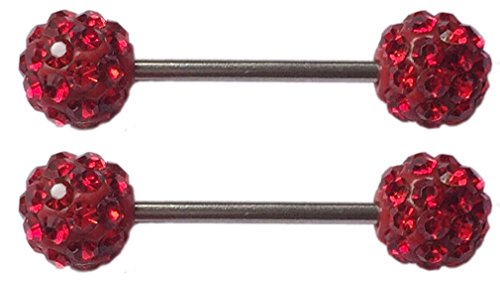 Thenice 1 Pair 14g 1.6mm Crystal Ball Barbell Piercing Jewelry Nipple Ring