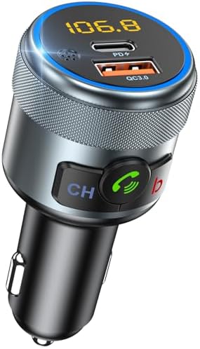 LENCENT Auto Bluetooth FM Transmitter, Wireless Bluetooth Adapter Auto | FM Radio Adapter Drahtloses Radio Transmitter Freisprecheinrichtung mit Typ-C PD 20W QC3.0 18W Schnellladun