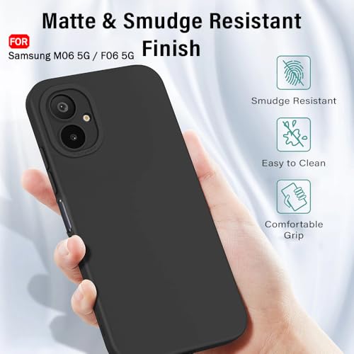 Image of TheGiftKart Liquid Silicon Back Cover Case for Samsung Galaxy M06 5G / F06 5G | Stylish Camera Protection Module | Micro-Fibre Lining Inside | Shockproof Cover for Samsung M06 / F06 (Silicone, Black)