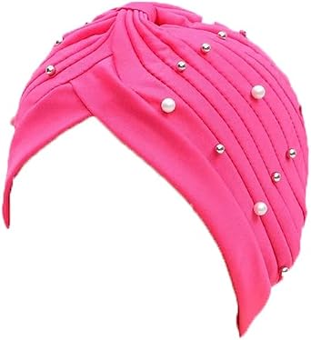 Woman Elastic Pearls Turban Caps Islamic Hijab Bonnet Musulman Headscarf Indian Hat