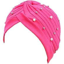 Woman Elastic Pearls Turban Caps Islamic Hijab Bonnet Musulman Headscarf Indian Hat