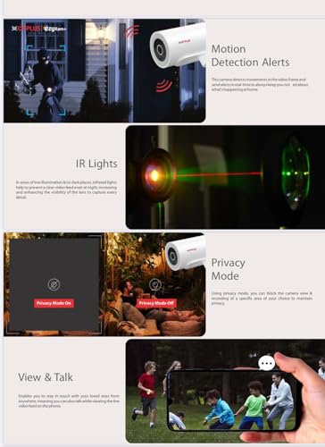 Image of CP PLUS CP-V48A 4MP Quad HD Wi-Fi Camera, 8pcs Infrared Lights and 12pcs LED Lights Provide Black and White and Color Night Vision, Support Built-in Mic & Speaker (V48A)