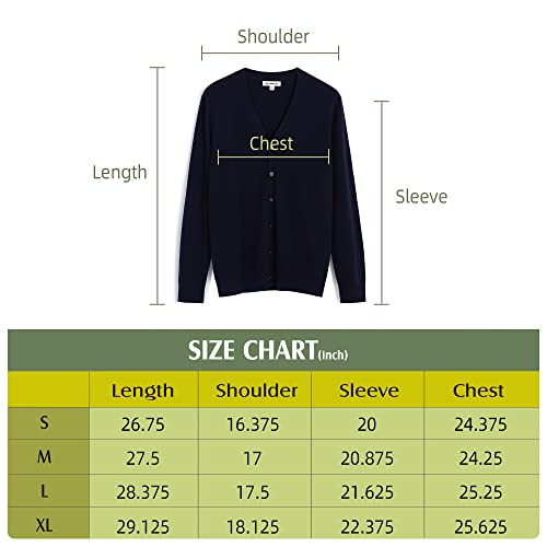 Greenmount Men’s Cashmere Cardigan Sweater Soft Casual Long Sleeve Cardigan V-Neck Buttons Lightweight Sweater For Men Navy #TOP5