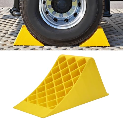 GOTOTOP Heavy Duty Wheel Chocks for RV Truck ATV Car Travel Trailers 380x160x170mm with Anti Slip Surface 1-3 Tons Load Capacity Yellow High Visibility Wheel Stoppers