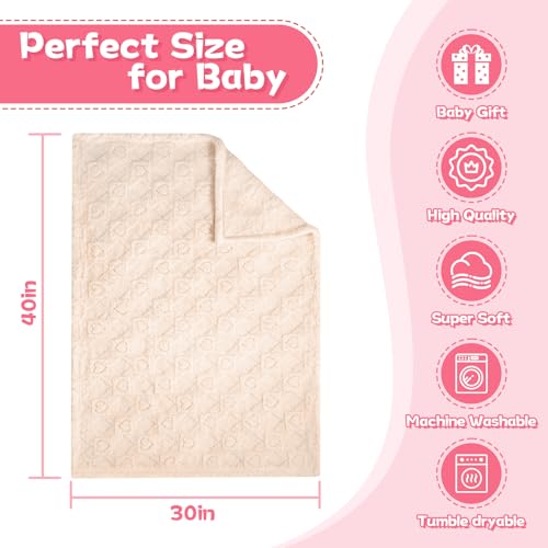 Image of Ultra Soft Fleece Baby Blanket,Swaddle & Receiving Blankets for Newborn Infant, Lightweight Breathable Nursery Nap Blanket for Crib Stroller, for Boys & Girls Heart Checkered 30 inchx40 inch Beige