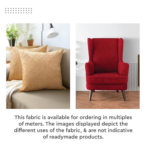 Image of Encasa XO Embossed Velvet Fabric Material by Meter Coffee | Sofa Cloth Material | Unstitched Fabric for Making Cushion Cover, Sofa Cover, Backdrop| 175 GSM, Width 54 Inches | Order by Meter