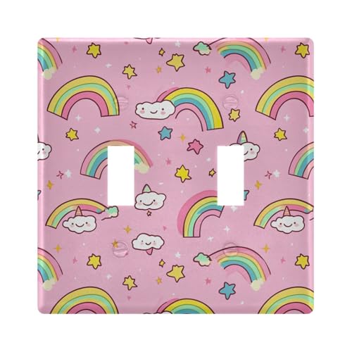 UMIRIKO Pink Rainbow Cloud Light Switch Cover Plate Covers Decorative Double Toggle Home Decor 202b6644