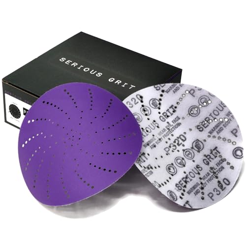 6-Inch 320 Grit Ceramic Multi-Hole Hook & Loop Sanding Discs - Advanced Grain for Fast Cutting & Long Life - Film-Backed Universal Fit Sandpaper for 6-in Sanders - 50 Pack Box