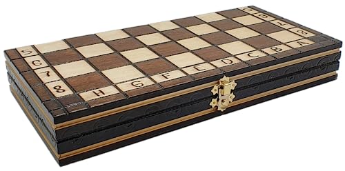 SZACHY-SZAFRANIEC - Zestaw szachów – Szachy Królewskie – składana szachownica | 31 x 31 cm | z drewna i 32 figury szachowe – Chess Set