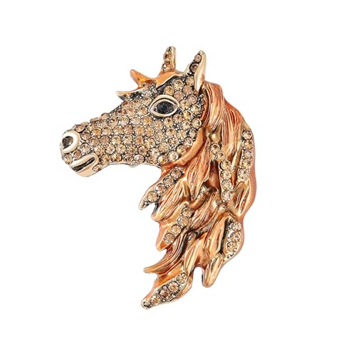 Sparkling Rhinestones Horse Head Brooch Animal Shaped Lapel Pin Fashion Statement Accessory Women Alloy Brooch