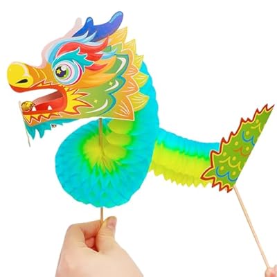Dragón de Año Nuevo chino, hecho a mano, creativo dragón de papel de Año Nuevo, kit de marionetas de bricolaje, decoraciones de fiesta para fiestas de festivales chinos | Ya disponible en tu tienda friki favorita! En mundofriki.es!