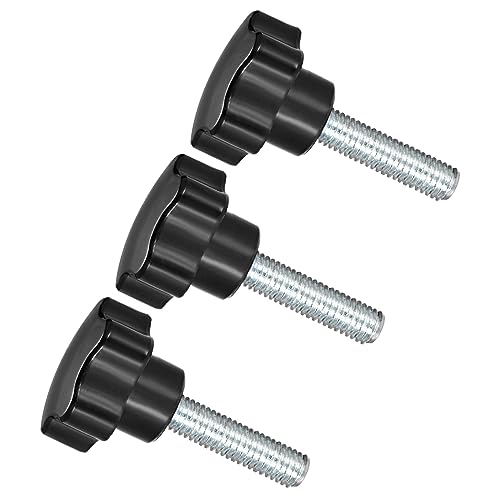 CoCud Star Clamping Knobs, M10 x 50mm Male Thread 38mm Head, Plastic Thumb Screw Grip Hand Knobs Threaded Bolt Black - (Applications: for Lathe Machinery), 3-Pieces