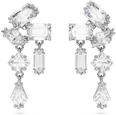 Swarovski Mesmera Drop Earrings, Small Mixed-Cut Clear Stones in a Rhodium Finished Setting, Part of the Swarovski Mesmera Collection