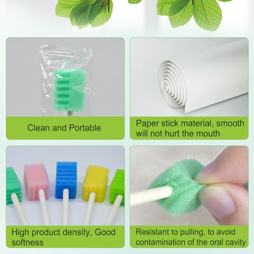 ARGOMAX Mundschwämme Tupfer, 50 PCS Mundpflege Schwamm Tupfer, Reinigung Mund Tupfer, Mundhygieneschwamm, Mundpflegetupfer Wattestäbchen, Mundpflegestäbchen Schaumstoff für Mundhygiene, Cyan.