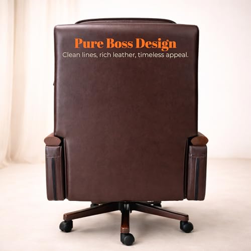 Image of Lakdi The Furniture High-Back Luxury Wooden Director Chair with Premium Leather Upholstery, Ergonomic Design, Executive Comfort 150 Reclining Seat 5-Year Warranty & Free Assembly- 111011352 PL