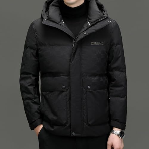 BoShiNuo Jaqueta de inverno masculina casual de meia-idade com mangas removíveis e capuz jaqueta gro