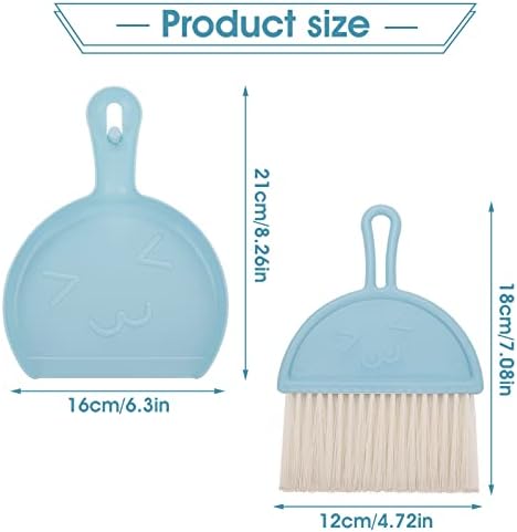 cobee Mini Dustpan and Brush Set, Small Broom and Dustpan Cleaning Set Portable Table Top Brush Set Dining Table Crumb Sweeper Cleaning Tools with Soft Bristles Sweeper and Dust Pan for Office(Blue)