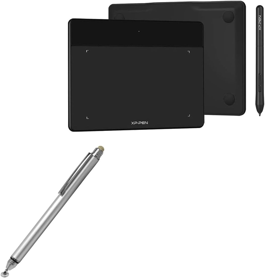 BoxWave Stylus Pen Compatible with XP-Pen Deco Fun S - DualTip Capacitive Stylus, Fiber Tip Disc Tip Capacitive Stylus Pen - Metallic Silver