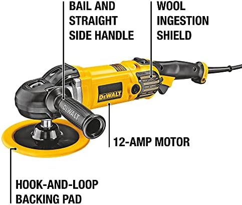 DEWALT Buffer Polisher, 7-9, 12 amp, Variable Speed Dial 0-3,500 RPMs, Corded (DWP849X) Yellow
