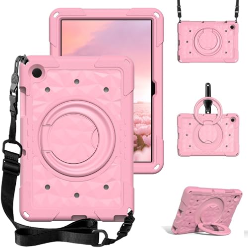 Étui Samsung Galaxy Tab A9 Plus rose rotatif 360 avec housse rigide antichoc