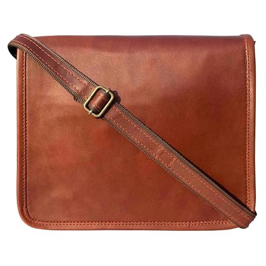 RUSTIC TOWN 11 inch (Small) Vintage Crossbody Shoulder Genuine Leather iPad/Tablet Messenger Bag (For 10.5 inch iPad Pro, Brown)
